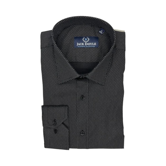 Black polka dot dress shirt mens