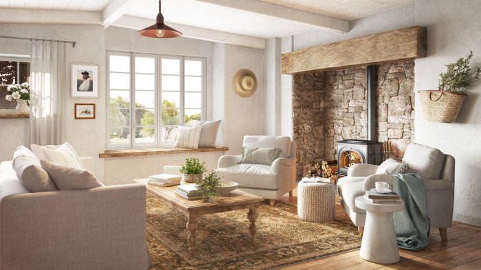 How to decorate a country cottage living room