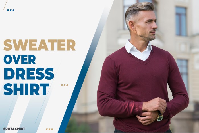 Sweater over dress shirt men