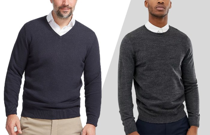 Sweater over dress shirt men