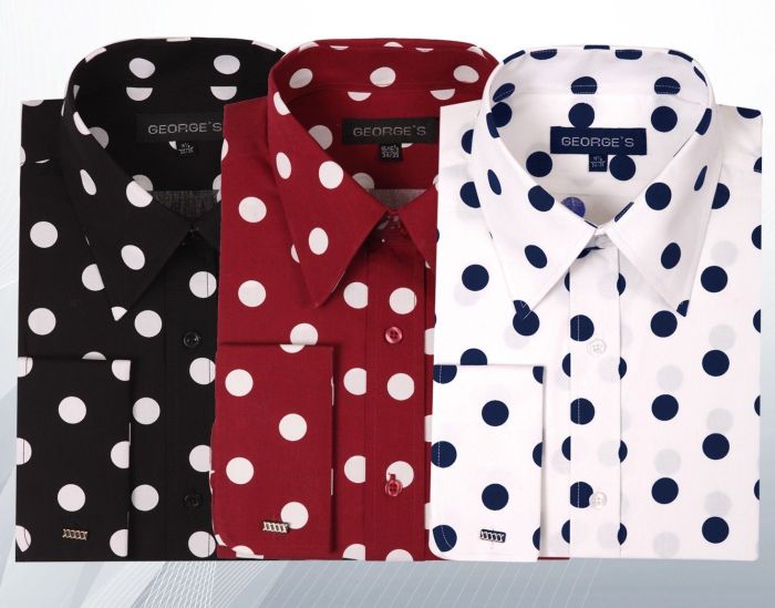 Black polka dot dress shirt mens